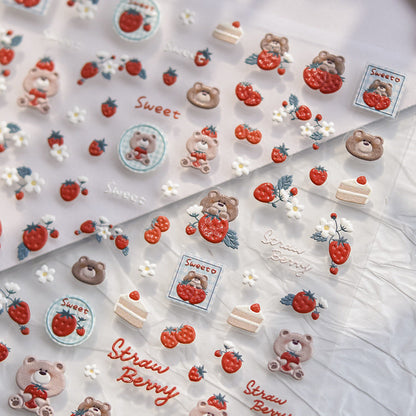 Hello Claws | Strawberry Bear 5D Nail Deco Sticker