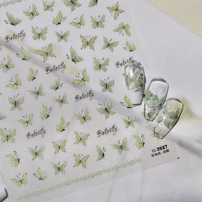Hello Claws | Crystal Green Butterfly 5D Embossed Pattern Design Nail Deco Sticker