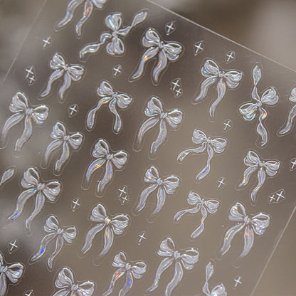 Hello Claws | White Bowknot Nail Deco Sticker