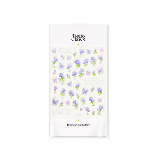 Hello Claws | Purple Flower And Butterfly Nail Deco Sticker