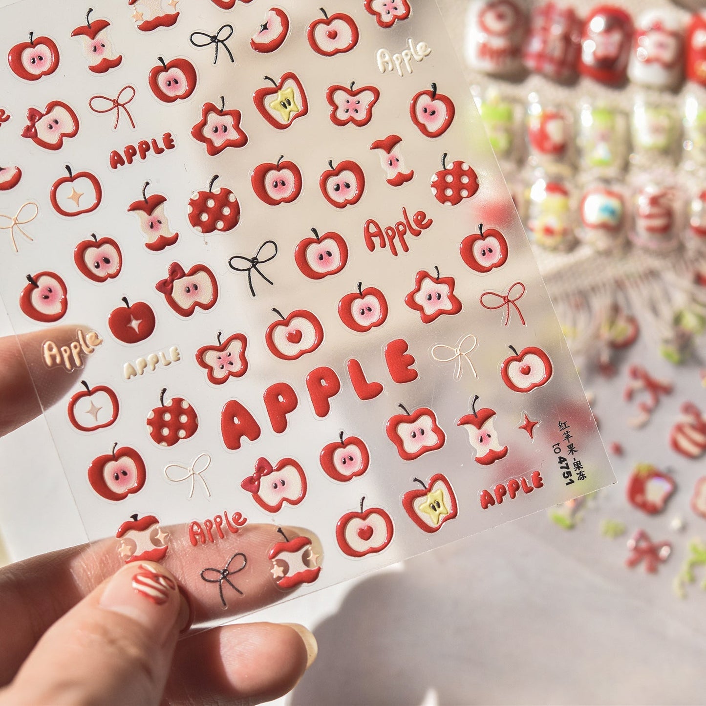 Hello Claws | Red Apple 3D Nail Deco Sticker