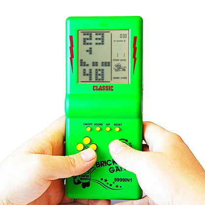 New Brick Game Console | Large Screen Nostalgic Puzzle Game, 23 Built-in Block Games, Adjustable Speed & Difficulty, Battery Powered (2 AA)