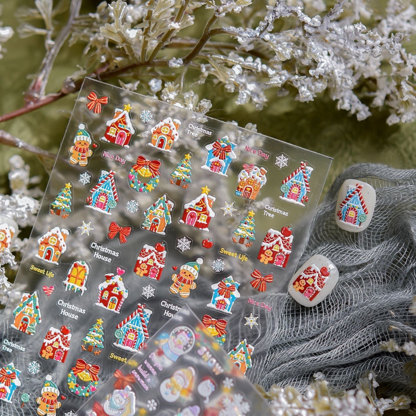 Hello Claws | Snowman And Candy House Nail Deco Sticker