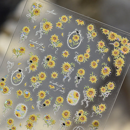 Hello Claws | Sunflower And Diamond Nail Deco Sticker