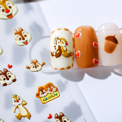Hello Claws | Lovely Squirrel Embossed Pattern Design Nail Deco Sticker