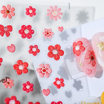 White Daisy Blossom Embossed Flower Pattern Design Nail Deco Sticker