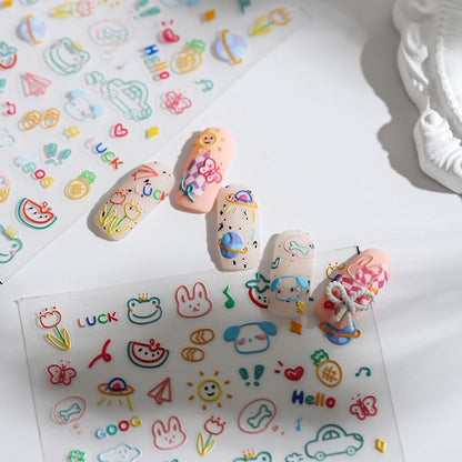 Hello Claws | Lovely Drawing Embossed Pattern Design Nail Deco Sticker