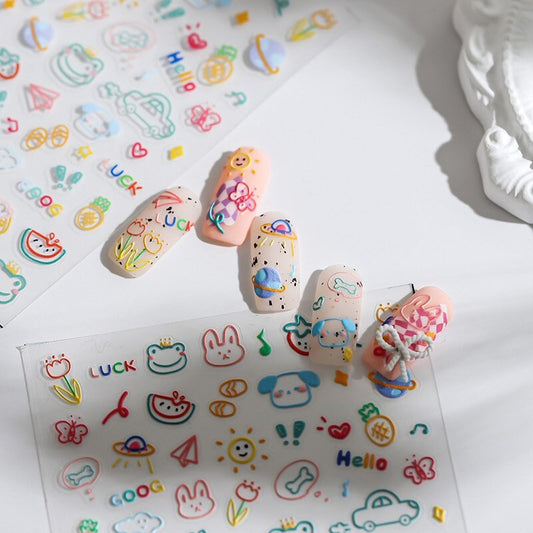 Hello Claws | Lovely Drawing Embossed Pattern Design Nail Deco Sticker