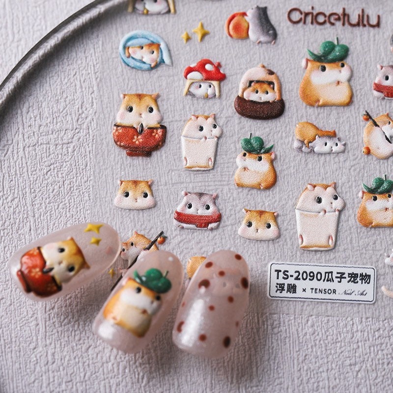Hello Claws | Chipmunk Embossed Pattern Design Nail Deco Sticker