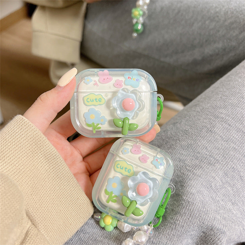Flower Rabbit  Clear Airpods case