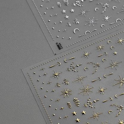 Hello Claws | Moon And Star Gold Silver Nail Deco Sticker