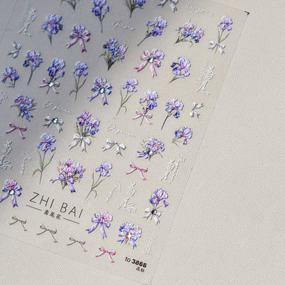 Hello Claws | Purple Flower Nail Deco Sticker