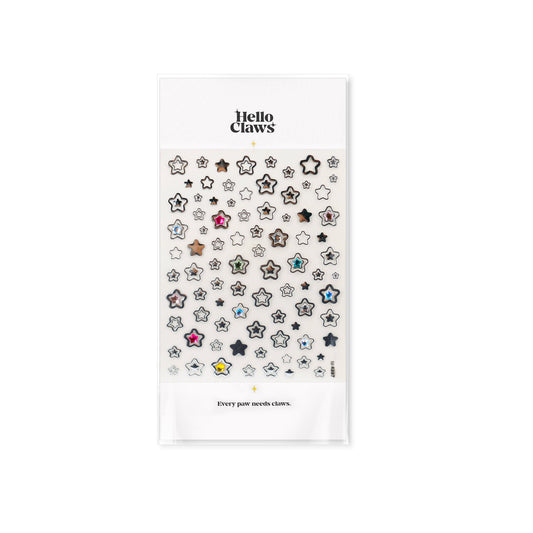 Hello Claws | Silver Star Heart 5D Nail Deco Sticker
