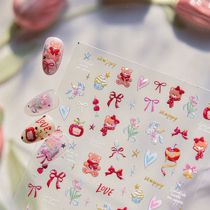 Hello Claws | Bear Apple Cake Nail Deco Sticker