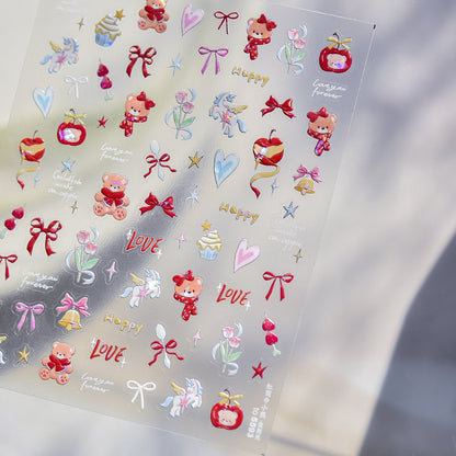Hello Claws | Bear Apple Cake Nail Deco Sticker